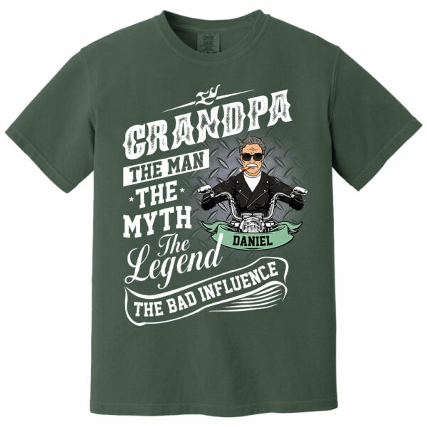 Grandpa The Man The Myth The Legend The Bad Influence, Personalized Shirt, Gift For Biker Papa T1807 Pt99 - Image 14