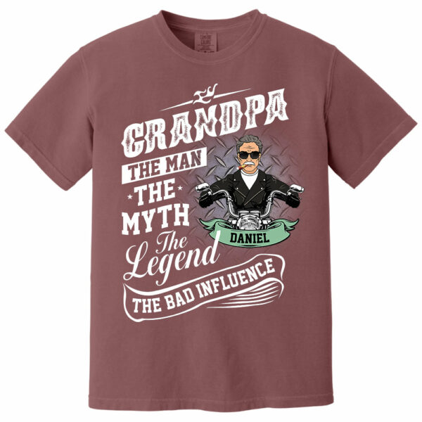 Grandpa The Man The Myth The Legend The Bad Influence, Personalized Shirt, Gift For Biker Papa T1807 Pt99 - Image 10