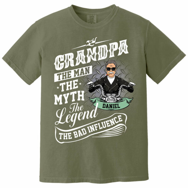 Grandpa The Man The Myth The Legend The Bad Influence, Personalized Shirt, Gift For Biker Papa T1807 Pt99 - Image 15