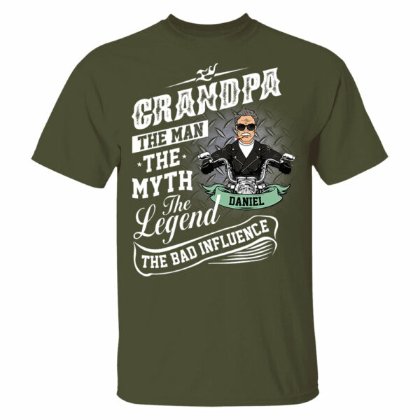Grandpa The Man The Myth The Legend The Bad Influence, Personalized Shirt, Gift For Biker Papa T1807 Pt99 - Image 5