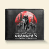 Grandpa Wolf Pack Personalized Leather Wallet - Perfect Father's Day Gift for Grandfather & Dad - Unique Men's Personalized Leather Wallet