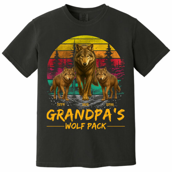 Grandpa Wolf Pack Personalized Vintage Shirt For Grandpa - Image 2