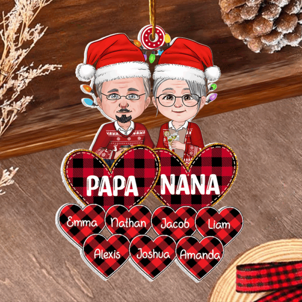 Grandparent With Kids Personalized Acrylic Ornament For Old Couple - Image 2