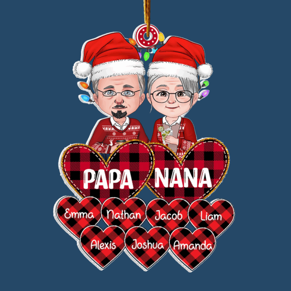 Grandparent With Kids Personalized Acrylic Ornament For Old Couple - Image 3