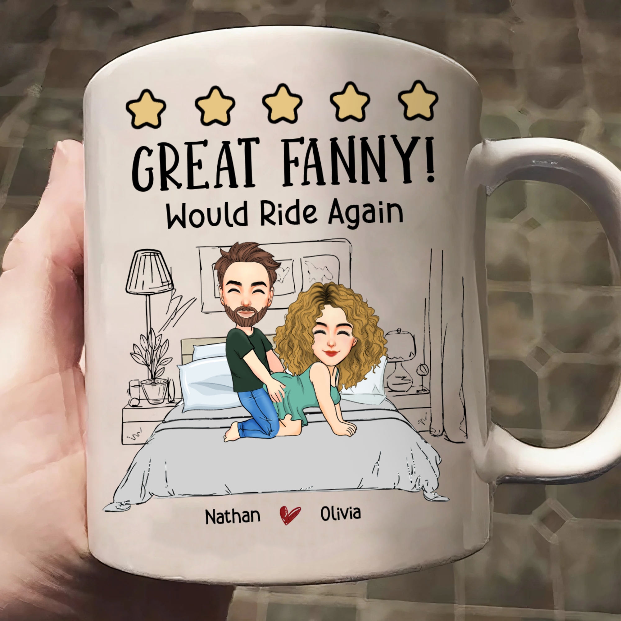 Great Fanny, Would Ride Again, Personalized Couple Mug, Funny Gift For Valentine's Day, Birthday