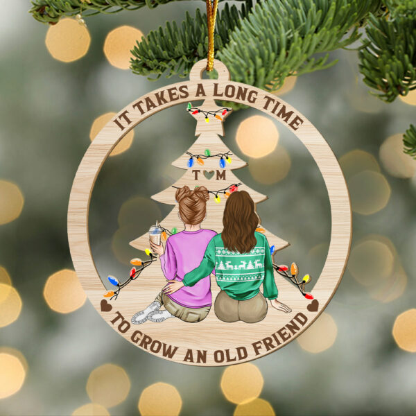 Grow An Old Friend - Gift For Bestie - Personalized Wooden Cutout Ornament - Image 6
