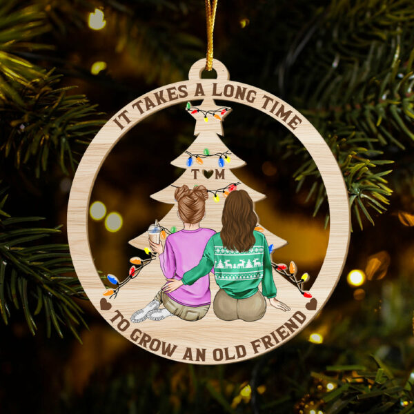 Grow An Old Friend - Gift For Bestie - Personalized Wooden Cutout Ornament - Image 5
