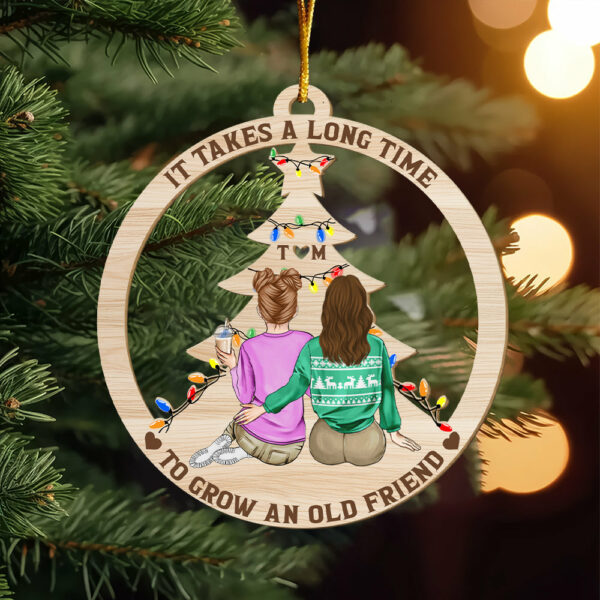 Grow An Old Friend - Gift For Bestie - Personalized Wooden Cutout Ornament - Image 2