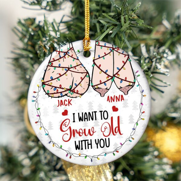 Growing Old Together - Couple Personalized Custom Ornament - Ceramic Round Shaped - Christmas Gift For Husband Wife, Anniversary - Image 4