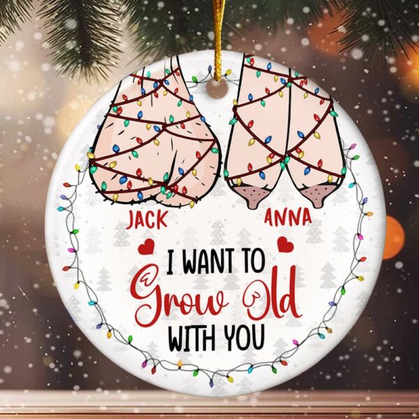 Growing Old Together - Couple Personalized Custom Ornament - Ceramic Round Shaped - Christmas Gift For Husband Wife, Anniversary - Image 5