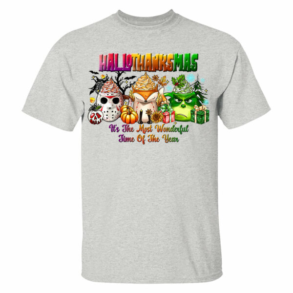 Happy Hallothanksmas Shirt - Halloween Thank Givings Christmas Shirt - Image 2