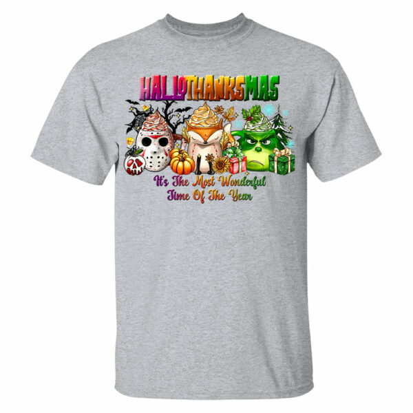 Happy Hallothanksmas Shirt - Halloween Thank Givings Christmas Shirt - Image 3