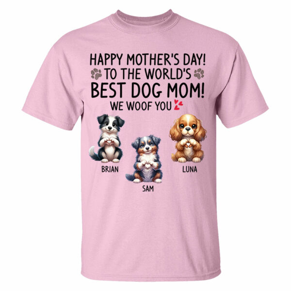 Happy Mother's Day Best Dog Mom I Woof You Custom Shirt For Dog Lovers - Dogs Giving Heart Hand Sign Cute Art Shirt - Image 4