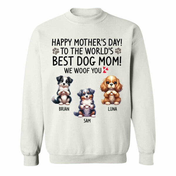 Happy Mother's Day Best Dog Mom I Woof You Custom Shirt For Dog Lovers - Dogs Giving Heart Hand Sign Cute Art Shirt - Image 5