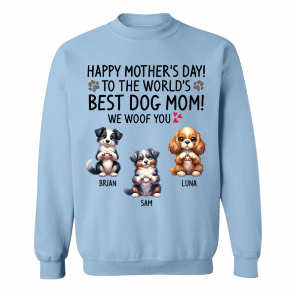 Happy Mother's Day Best Dog Mom I Woof You Custom Shirt For Dog Lovers - Dogs Giving Heart Hand Sign Cute Art Shirt - Image 7