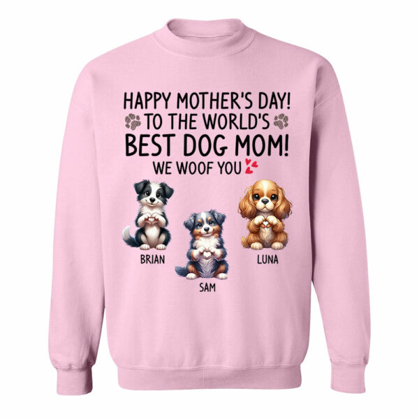 Happy Mother's Day Best Dog Mom I Woof You Custom Shirt For Dog Lovers - Dogs Giving Heart Hand Sign Cute Art Shirt - Image 9