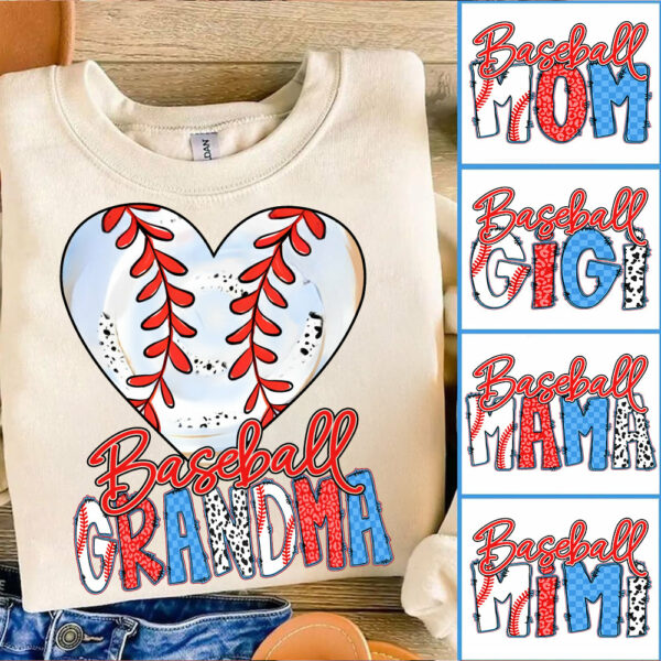 Heart Baseball Grandma - Personalized Shirt