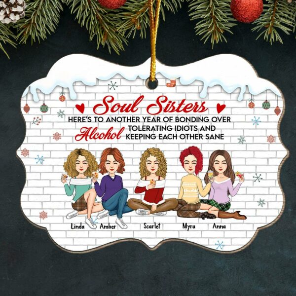 Here's To Another Year Of Bonding Over Alcohol Personalized Wood Ornament - Image 4