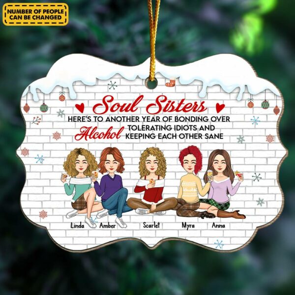 Here's To Another Year Of Bonding Over Alcohol Personalized Wood Ornament - Image 7