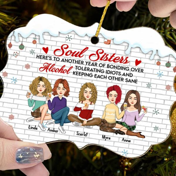 Here's To Another Year Of Bonding Over Alcohol Personalized Wood Ornament - Image 2