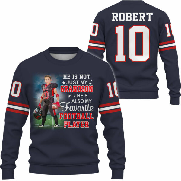 He's Not Just My Grandson He's Favorite Football Player - Personalized Shirt Gifts For Family Members K1702 - Image 3