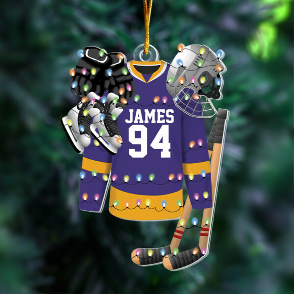 Hockey Apparel and Equipment Personalized Christmas Acrylic Ornament - Image 4