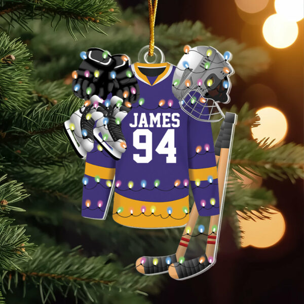 Hockey Apparel and Equipment Personalized Christmas Acrylic Ornament - Image 2
