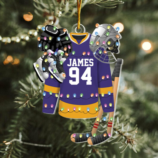 Hockey Apparel and Equipment Personalized Christmas Acrylic Ornament - Image 3
