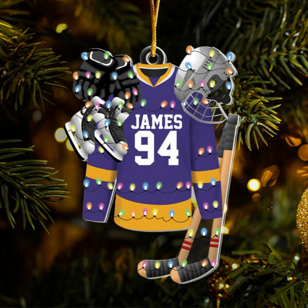 Hockey Apparel and Equipment Personalized Christmas Acrylic Ornament - Image 5