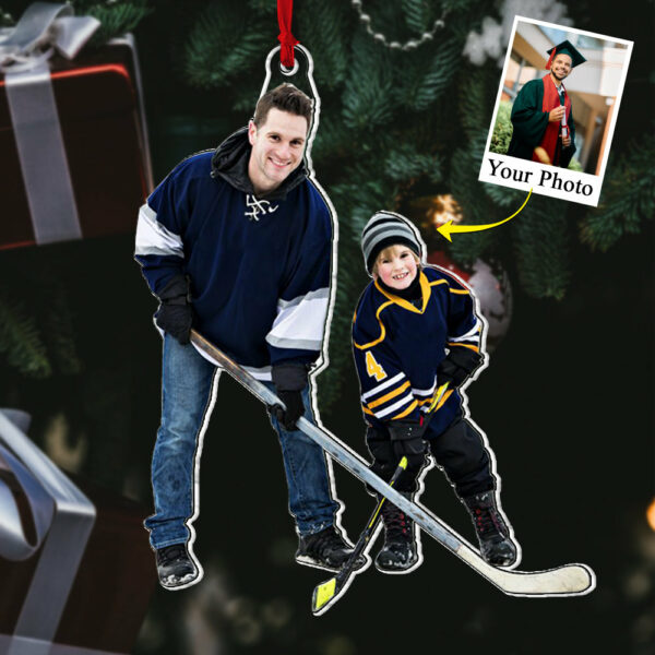 Hockey Player Son & Daughter Custom Photo Acrylic Ornament Gift For Hockey Lovers - Image 5
