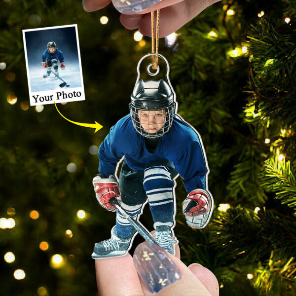 Hockey Player Son & Daughter Custom Photo Acrylic Ornament Gift For Hockey Lovers - Image 4