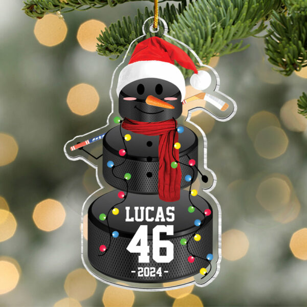 Hockey Snowman - Gifts For Players, Team, Boys - Personalized Acrylic Ornament