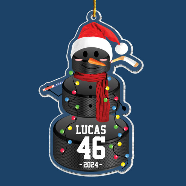 Hockey Snowman - Gifts For Players, Team, Boys - Personalized Acrylic Ornament - Image 6