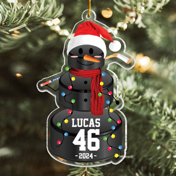 Hockey Snowman - Gifts For Players, Team, Boys - Personalized Acrylic Ornament - Image 4