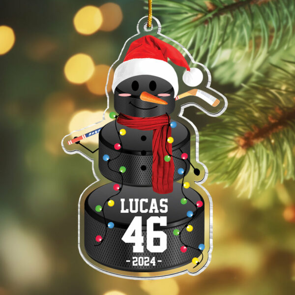 Hockey Snowman - Gifts For Players, Team, Boys - Personalized Acrylic Ornament - Image 5