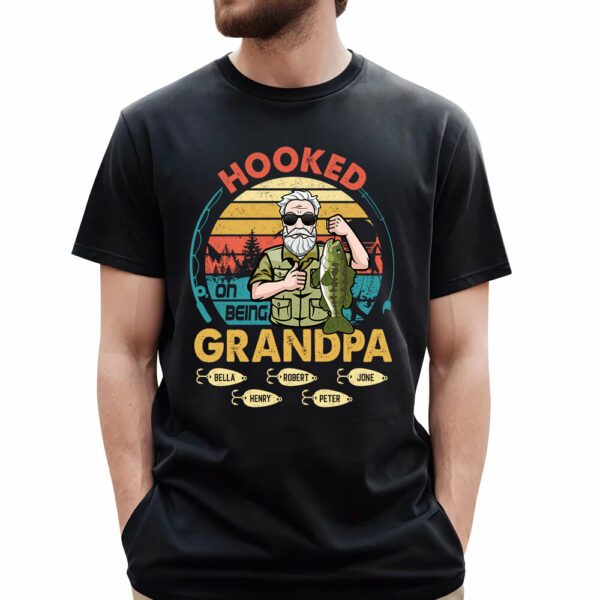Hooked On Being Grandpa Personalized Shirt Father's Day Fishing Shirt K1702 - Image 2