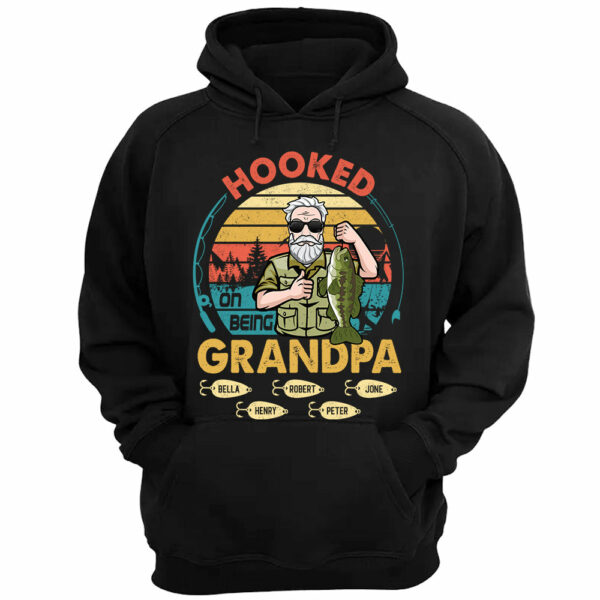 Hooked On Being Grandpa Personalized Shirt Father's Day Fishing Shirt K1702 - Image 3