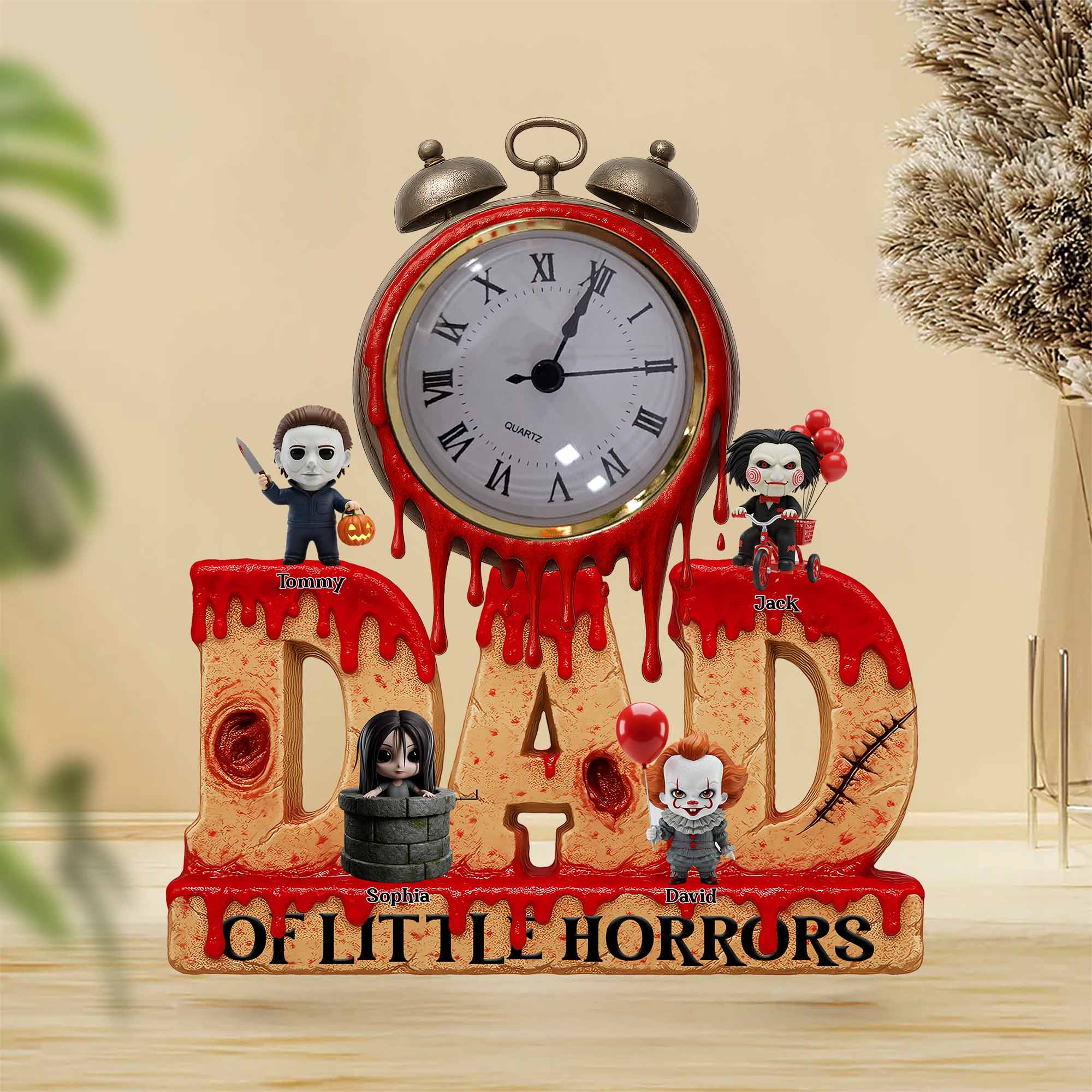 Horror Dad Acrylic Desk Clock Plaque - Personalized Gift For Dad