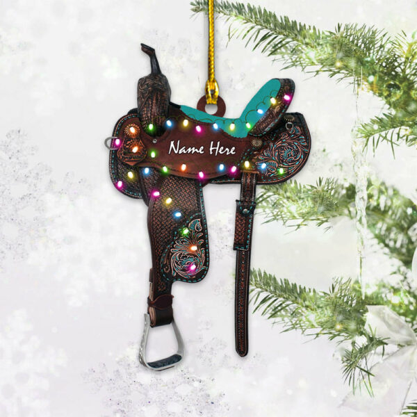 Horse Saddle Personalized Flat Ornament Gifts For Cowboy For Horse Lovers For Your Family - Image 3