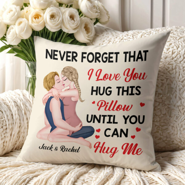 Hug This Pillow Until You Can Hug Me - Personalized Pillow For Couples NA04 - Image 2