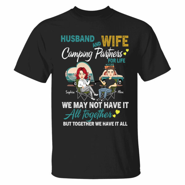 Husband And Wife Camping Partner For Life - Personalized Shirt For Couple - Image 2