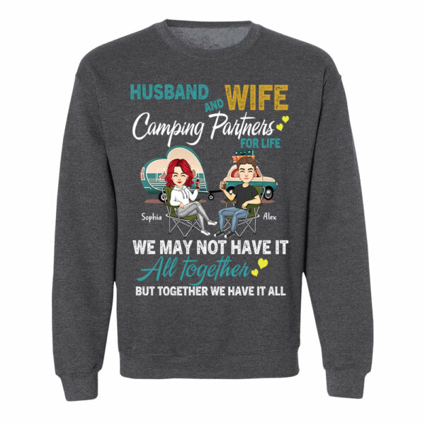 Husband And Wife Camping Partner For Life - Personalized Shirt For Couple - Image 11