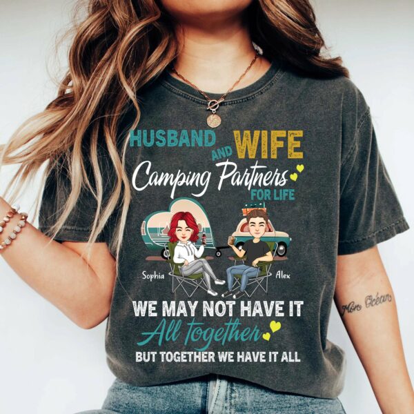 Husband And Wife Camping Partner For Life - Personalized Shirt For Couple