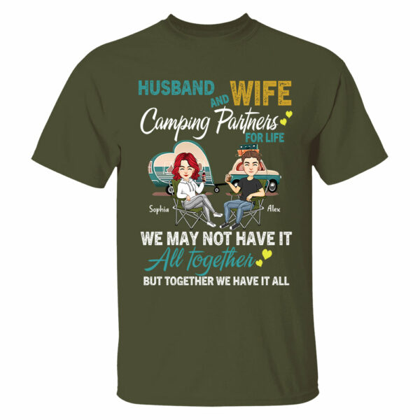 Husband And Wife Camping Partner For Life - Personalized Shirt For Couple - Image 4