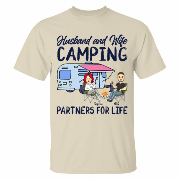 Husband and Wife Camping Partners For Life - Personalized Shirt For Couple, Camping Lovers - Image 4