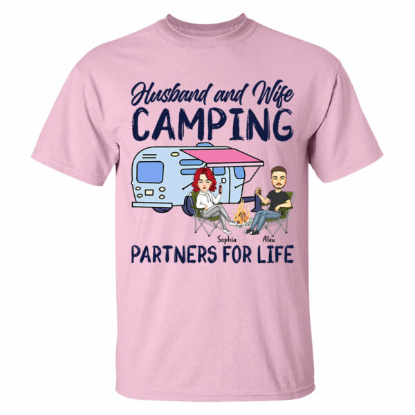 Husband and Wife Camping Partners For Life - Personalized Shirt For Couple, Camping Lovers - Image 6