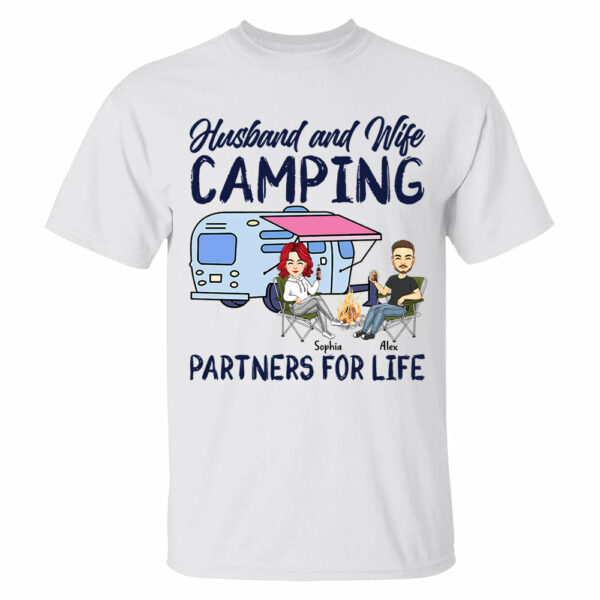Husband and Wife Camping Partners For Life - Personalized Shirt For Couple, Camping Lovers - Image 2