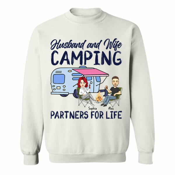 Husband and Wife Camping Partners For Life - Personalized Shirt For Couple, Camping Lovers - Image 7