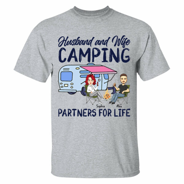 Husband and Wife Camping Partners For Life - Personalized Shirt For Couple, Camping Lovers - Image 3
