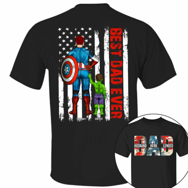 Husband Dad Hero Legend - Best Dad Ever Custom Shirt - Personalized Shirt For Dad Grandpa NA04 - Image 3